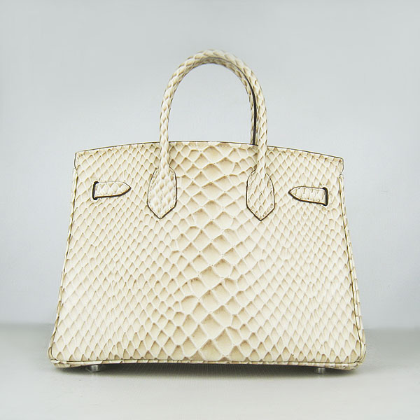 Replica Hermes Birkin 30CM Fish Veins Leather Bag Beige 6088 On Sale - Click Image to Close